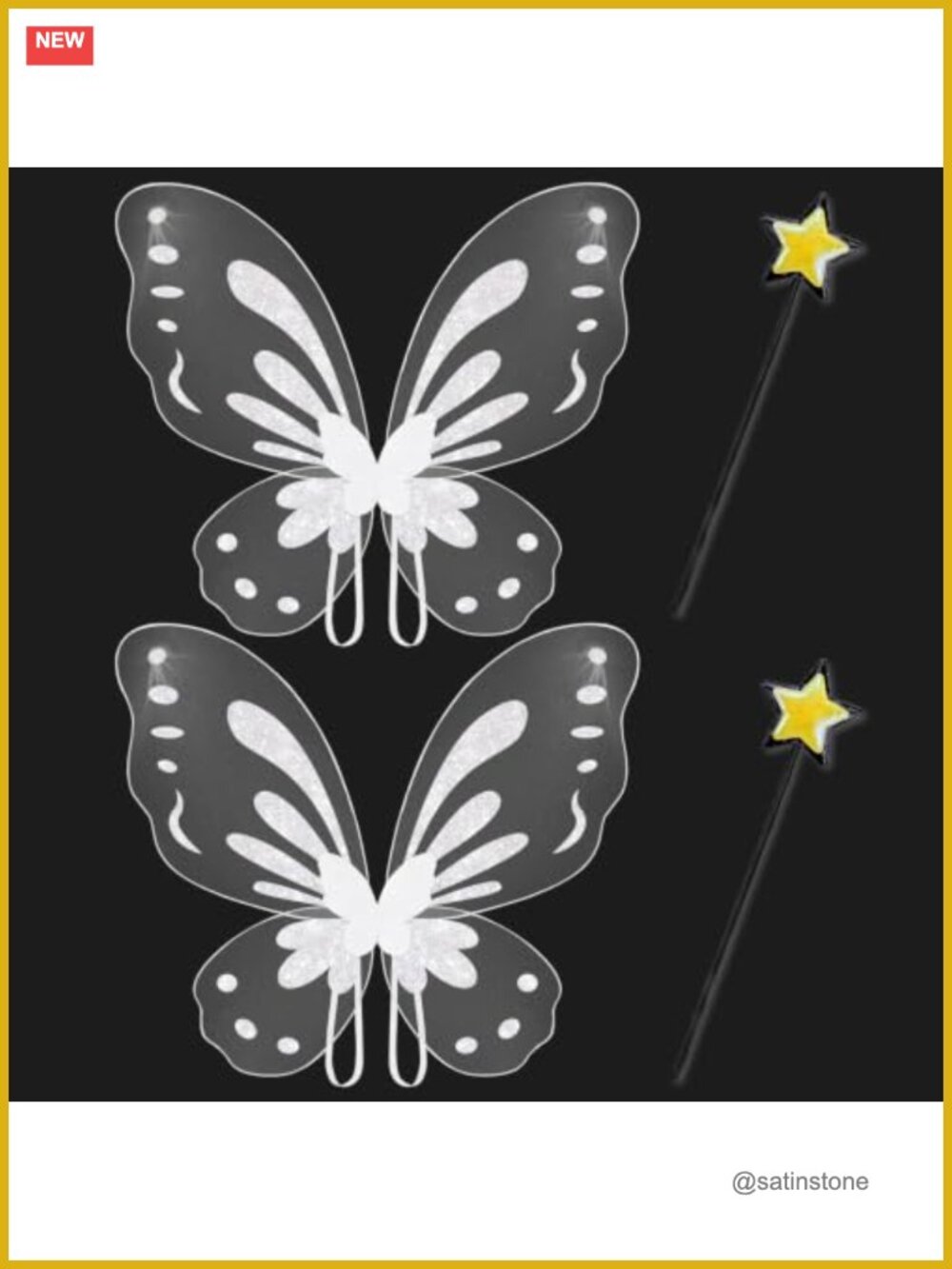 Fairy Wings Costume Accessories Sheer Tulle Set for Adults Couples Halloween
